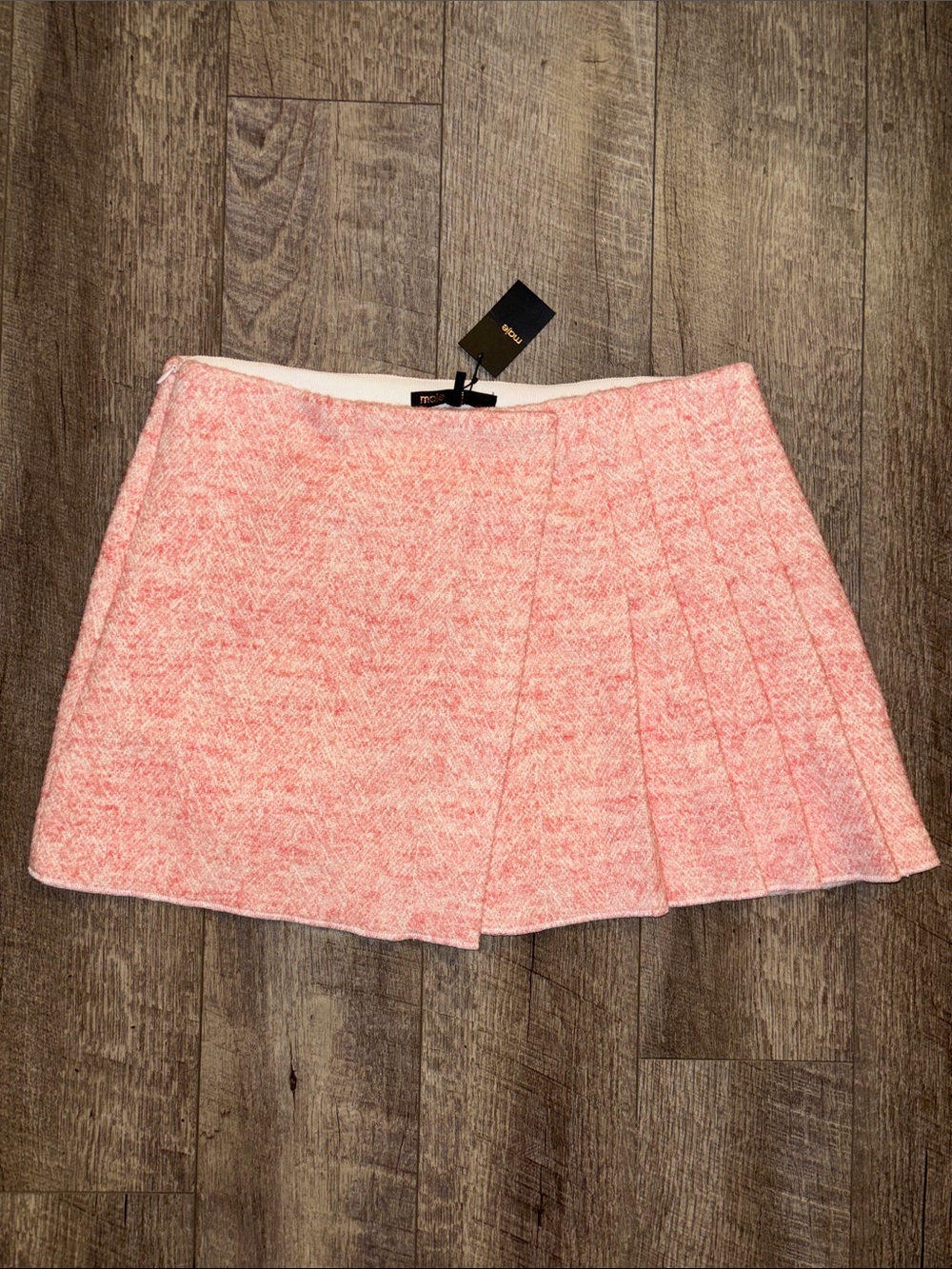 Maje Janello Pleated Tweed Mini Skirt - Picture 2 of 4